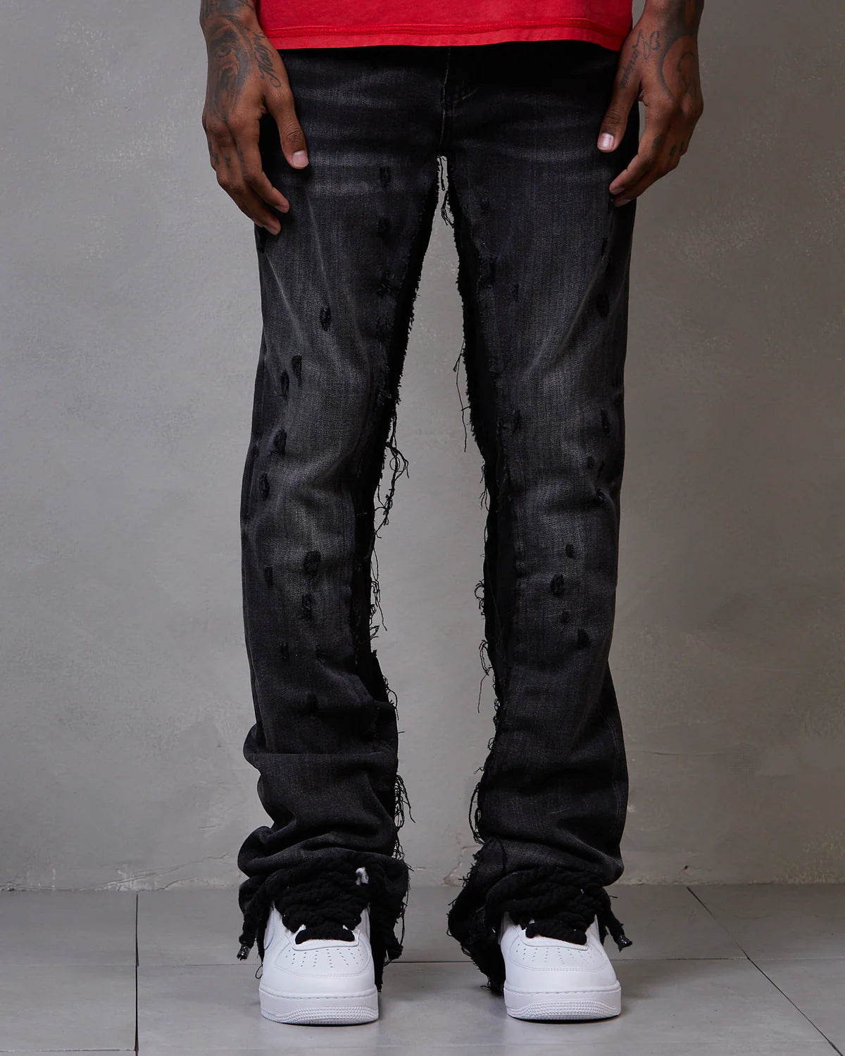 Stacked Flare Jean Black