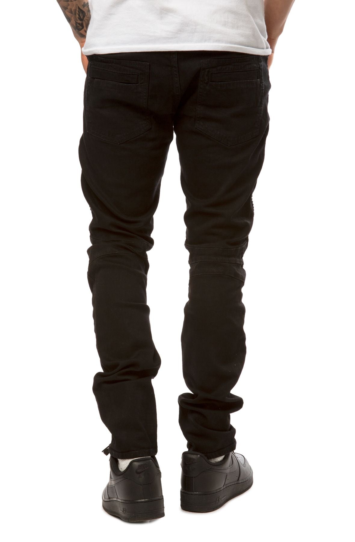 Destroyed Moto Denim Jean Black