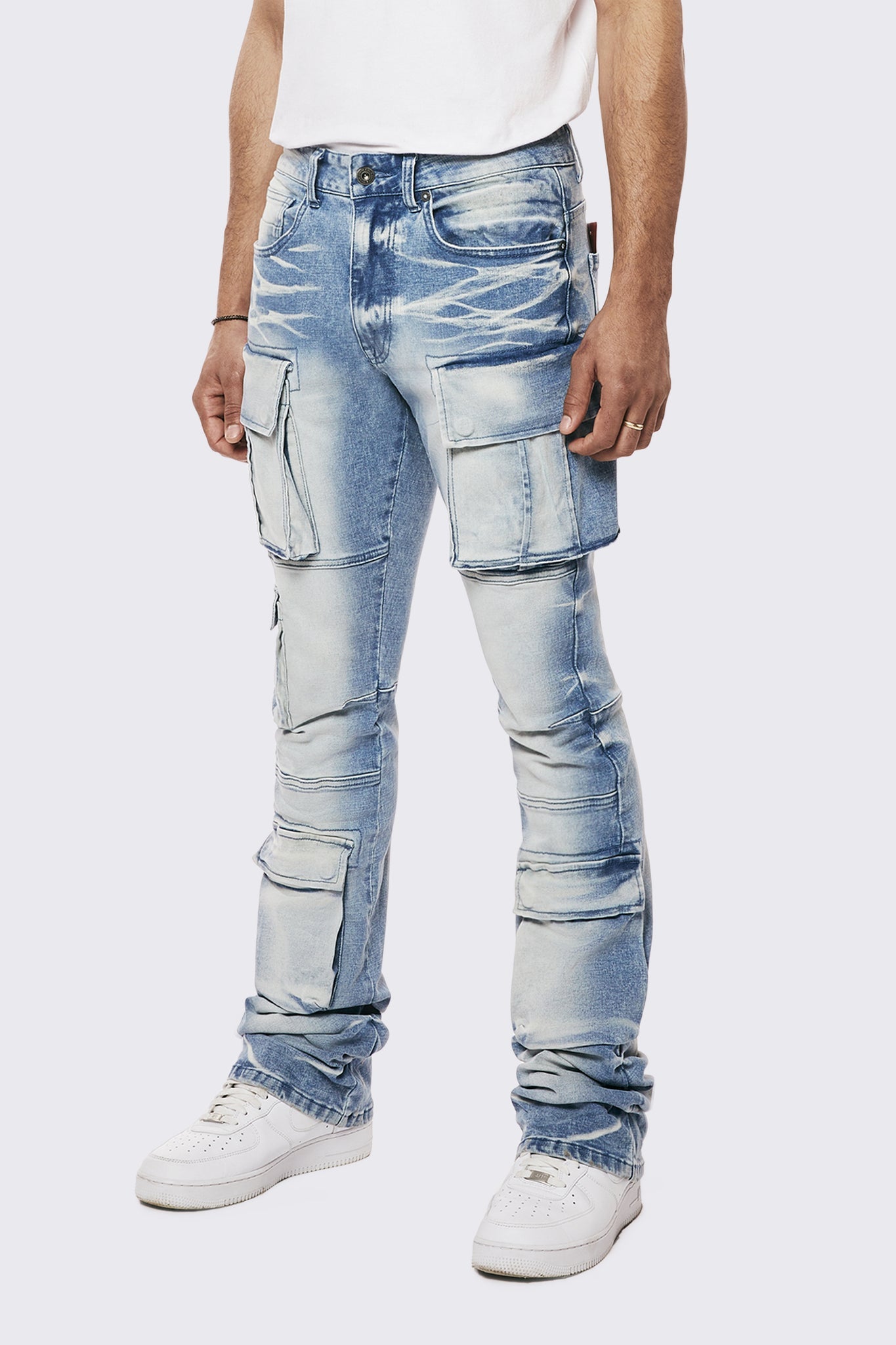 Utility Cargo Stacked Denim Jean